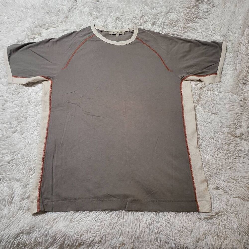 RW&CO men two tone stitch short sleeve brown/mocha t-shirt L